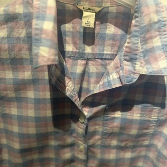 LL Bean Half Button Pullover Hidden Women's Plaid Shirt Size Small 100% Cotton - Picture 2 of 6